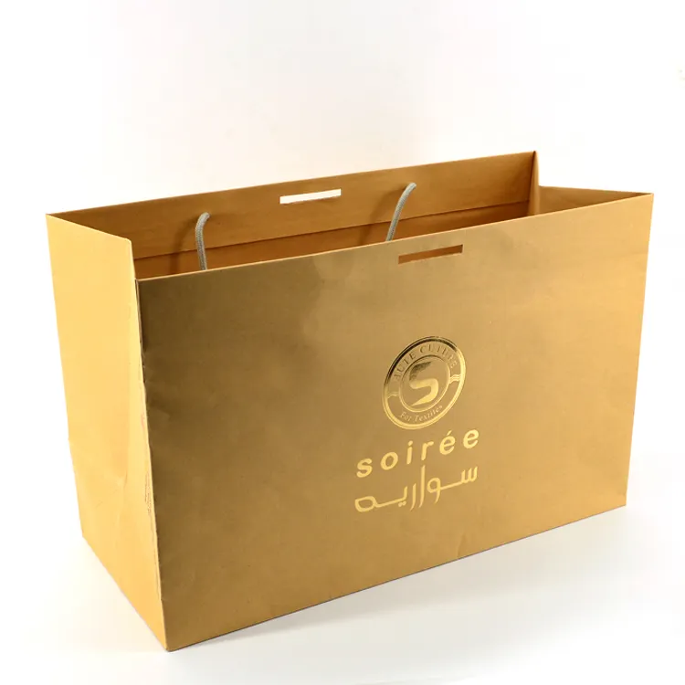 Commercio all'ingrosso personalizzato stampato Logo del marchio di promozione di lusso abbigliamento al dettaglio regalo acquisto gioielli sacchetto di carta con manico