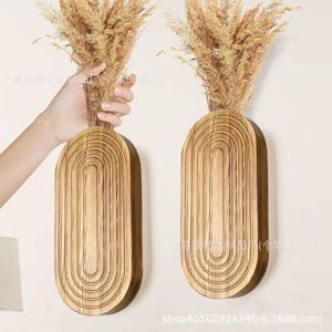 Wooden <b>Wall</b> Mounted <b>Flower</b> Rack Oval Shape Natural Wood Color For Living Room Indoor Plant Decor - Product Image 4