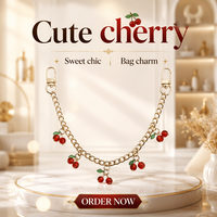 Schattig kersen tasbedeltje gouden kleur metalen ketting sleutelhanger Kawaii fruit tas hanger mode handtas accessoires groothandel op maat