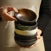 Vente en gros de bols japonais en céramique pour desserts/soupes/riz, vaisselle de restaurant, bols ronds pour salades et en-cas, bols pour sauce soja