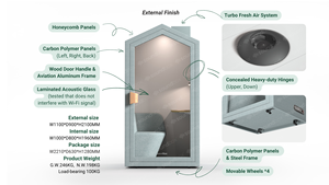 Boîte à son pour la <span class=keywords><strong>maison</strong></span>, Pod réduit le bruit, Pod d'étude, insonorisé, moderne, vie privée, téléphone, cabine, école, coin d'apprentissage, <span class=keywords><strong>maison</strong></span>, Pod - Product Image 5
