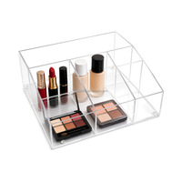 Boîte de rangement transparente en acrylique OEM pour cosmétiques, organiseur de bureau, support pour maquillage et soins de la peau