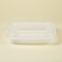 Contenedor Rectangular de Grado Alimenticio PP, Contenedor Desechable para Alimentos, Apto para Microondas, Lonchera para Arroz, Sopa