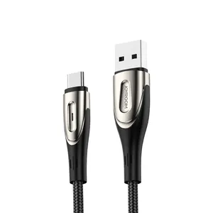 Cable de carga rápida para teléfono móvil, Cable de carga de sincronización de datos USB tipo C, nailon trenzado, serie Sharp, venta al por mayor
