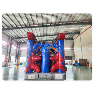 Nouveauté : <span class=keywords><strong>Parcours</strong></span> d'obstacles gonflable commercial rouge et gris marbré, combo château gonflable pour adultes et enfants, idéal pour événements publics - Product Image 2