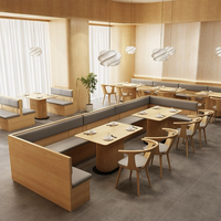 Nouvelle combinaison table et chaises en bois massif sur le thème du thé chinois pour restaurant commercial, banquette de restauration occidentale haut de gamme pour hôtel, canapé moderne