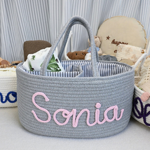 Organizador de Pañales para Bebé Personalizado de Cuerda de Algodón con Nombre, Cesta de Almacenamiento de Cuerda de Algodón con Separador Extraíble - Product Image 3