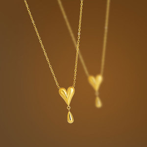 Collier pendentif cœur en acier inoxydable 316L plaqué or 14k 18k, bijoux de mode pour femmes, vente en gros - Product Image 1