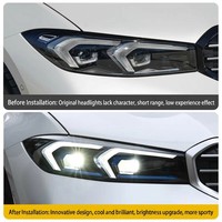 Pour BMW Série 3 G20/G28 2020-2024 LCI : Ensemble de phares LED laser avec sourcil bleu DRL, projecteur modifié, mise à niveau Plug and Play