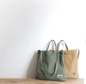 New Arrival Custom Logo One-shoulder Shopping Bags Letter Cotton Canvas Tote Bag for Grocery Crossbody Messenger - Product Image 3