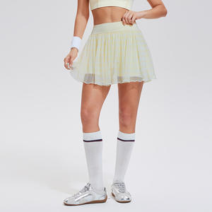 हल्के लुभावनी जाल फिटनेस स्कर्ट ग्रीष्मकालीन जांच खेल आउटडोर गोल्फ के लिए छोटी स्कर्ट - Product Image 4