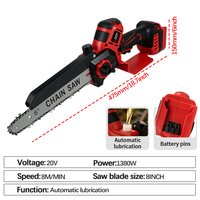 Gergaji Mini Tanpa Kabel 20V 1380W 8 Inci Portabel Genggam Pelumasan Otomatis Baterai Lithium Pemangkas Pohon Taman