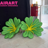 Fleurs gonflables vertes, tulipes gonflables, fleurs de mariage gonflables décorées de pétales jaunes