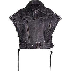 2023 autunno maniche staccabili oversize Moto <span class=keywords><strong>Biker</strong></span> giacca corta <span class=keywords><strong>donna</strong></span> giacca Vintage <span class=keywords><strong>in</strong></span> vera <span class=keywords><strong>pelle</strong></span> da <span class=keywords><strong>donna</strong></span> - Product Image 4