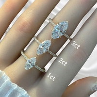 Bague pour femme en argent S925 de luxe, testée positivement, avec moissanite GRA taille marquise 3 carats, pour mariage et fiançailles, alliance en moissanite