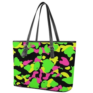 Women Luxury Shoulder Bag DIY Logo Printed Shopping <strong>Handbag</strong> 1pc MOQ Drop Shipping Custom POD Pink <strong>Red</strong> Camouflage Tote Bag - Product Image 2