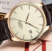 Montre mécanique automatique classique pour homme, bracelet en cuir véritable, montre-bracelet avec calendrier