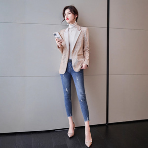 Women's Black <b>Sequined</b> Blazer Solid Color Polyester Fiber Spring Autumn Stylish <b>Jacket</b> - Product Image 3