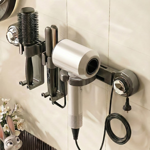 Suction Cup Hair Dryer Holder Wall Mounted Punch Free Storage Rack For Bathroom Hair Tools Organizer - Product Image 4