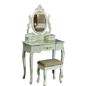 Majestic Beauty Vintage French Solid Mahogany Handcrafted Bedroom Corner Makeup Vanity Durable Standing Mirror Storage Furniture - Product Image 1