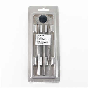 Juego de 3 Instrumentos Dentales Manuales con Empuñadura Ergonómica, Certificación CE, Espejo Bucal, Sonda Exploradora y Hisopo de Algodón para Diagnóstico Básico - Product Image 1