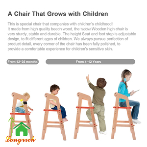 Chaise haute portable en bois double au design moderne, facile à nettoyer, siège <span class=keywords><strong>rehausseur</strong></span> pour bébé pour la cuisine ou l'hôtel - Product Image 5