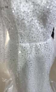 Vestido de novia de sirena de encaje con cuentas de cobertura completa africana de talla grande elegante manga larga Escote de ilusión vestido de novia de cola de pez - Product Image 4