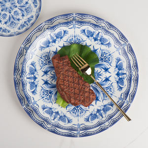 Juego de vajilla de cerámica azul <span class=keywords><strong>y</strong></span> blanca, platos de cena bonitos, modernos, baratos - Product Image 4