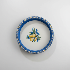 Bandeja Kontensan Vintage Floral Elegante con Lazo Azul y Metal Dorado, 315 mm, Moderna, de Acero Inoxidable y Cuero, Modelo EE197GF - Product Image 2