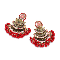 Pendientes de Mujer Estilo Étnico Indio con Borla de Gota de Agua Dorada, Exóticos, Vintage, Budismo Tibetano, Aleación Chapada en Rodio/Oro