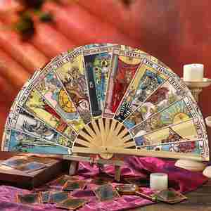Abanico Plegable Vintage con Estampado de Tarot, Abanico de Bambú, Accesorio de Imitación Antigua para Fiestas Rave, Cosplay, Decoración del Hogar - Product Image 3