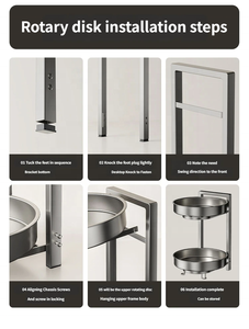 Estante de <span class=keywords><strong>Cocina</strong></span> Giratorio Multifuncional de Acero al Carbono, de 3 Niveles Ajustables, Impermeable, para Almacenamiento - Product Image 4