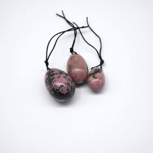 Top Popular Natural Rhodonite Jade Egg Gemstone Kegel Ball Masajeador facial para resiliencia emocional Bienestar Aplicación corporal - Product Image 2