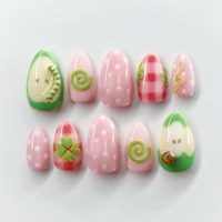 Uñas Postizas W2211 con Diseño de Mariquita, Notas Musicales y Puntos, al por Mayor, Lindas y Divertidas, Estilo INS, ABS Premium, Disponibles en Stock