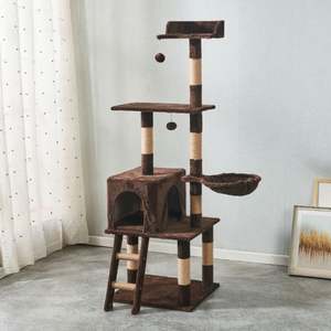 Mueble Moderno para Gatos, Árbol Rascador Multinivel, Torre Grande de Madera con Cuerda de Lana y Juguete de Peluche para que el Gato se Trepe - Product Image 2