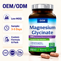 Capsules de glycinate de magnésium naturel 500 mg, marque privée OEM, 120 unités, absorption maximale pour la santé des os, des muscles, des nerfs et du cœur