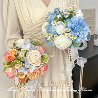 Monet Garden Brautstrauß Handstrauß aus Seiden-Kunstblumen für Hochzeit, Verlobung, Bankett, Standesamt und Fotoshootings