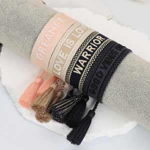 Handmade Custom Design 3D Texts Name Letters Embroidery Tassel Bracelet Woven Friendship Gift Braided Fashion Bangles - Product Image 5