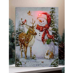 Toile murale à led art mural de noël imprime paysage <span class=keywords><strong>d</strong></span>'<span class=keywords><strong>hiver</strong></span> photos illuminées cadre pour <span class=keywords><strong>d</strong></span>écoration murale peinture de chambre - Product Image 1