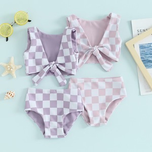 Verano playa vacaciones niña traje de baño 2 piezas conjunto de baño estilo Vintage cintura alta Bottoms - Product Image 1
