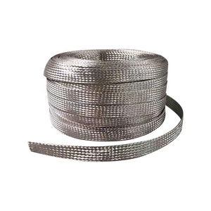 Cable de cobre estañado de 220V, funda de protección de Cable trenzado a tierra, malla plana, revestimiento de alambre de Metal extensible Flexible, trenzado desnudo - Product Image 1