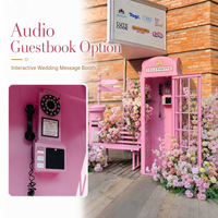 Cabine téléphonique vintage londonienne en fer blanc, livre d'or audio, décoration florale pour mariage, événement, accessoire de photomaton pour lieu de réception