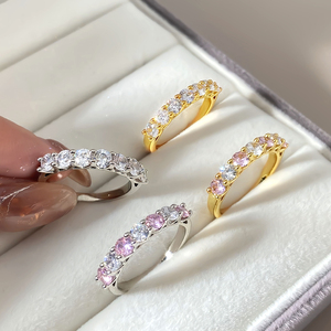 Anillos de Moda, Joyería Impresionante, Anillo de Eternidad con Circonitas Multicolores Chapado en Oro de 18K para Mujer - Product Image 1