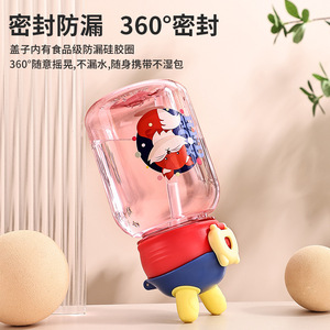 Cartoon Kids Water Bottle With Strap <b>Plastic</b> Bpa Free 500Ml For 2-4 Years Children <b>Drinking</b> Cup With <b>Straw</b> And Handle - Product Image 5
