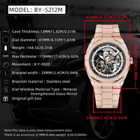 Montres-bracelets automatiques mécaniques de luxe pour hommes Benyar BY-5212 en stock, 1 pièce, logo personnalisé, 50 pièces, fabricant OEM ODM, avec boîte