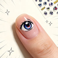 Autocollants pour ongles 5D en relief, yeux d'anime, yeux de manga, lettres, autocollants pour ongles, adhésifs, kawaii, DIY, décorations pour ongles