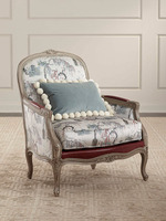 Französischer Stil Bedruckter Massivholz-Einzelsessel Wohnzimmer Schlafzimmer Café Freizeit-Sofa-Stuhl Amerikanischer Landhausstil China