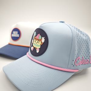 Casquettes de golf unisexes à 5 panneaux en polyester avec logo personnalisé, patch tissé, motif léopard à pois, ajustables, pour sports de plein air, casquettes de baseball - Product Image 5