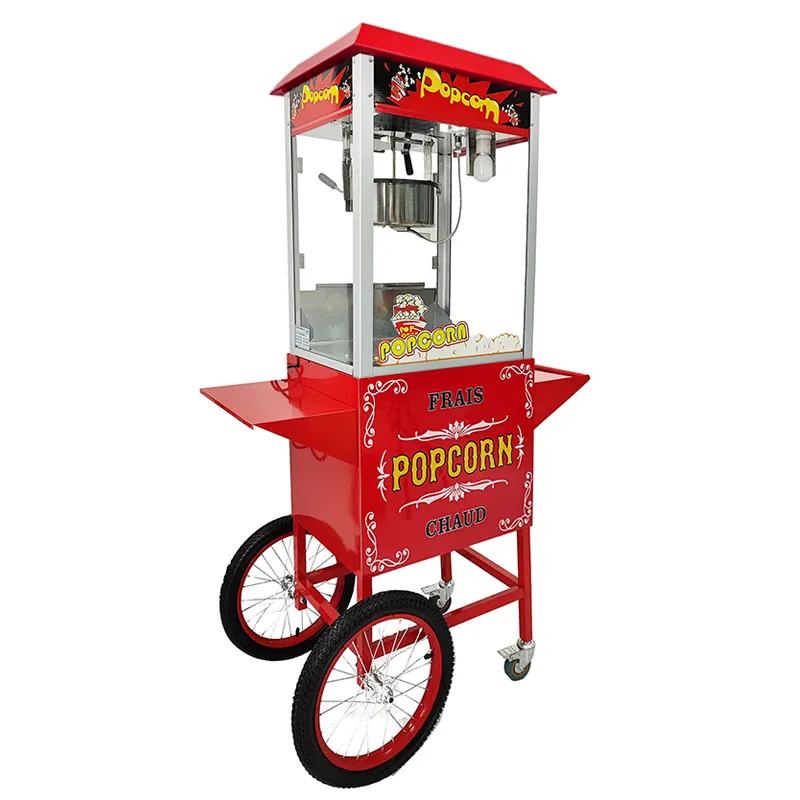Hete Verkoop Fabriek Prijs Popcorn Machine Met Kar Elektrische Commerciële Pop Corn Machine Maker