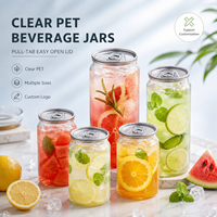 Bouteille en PET vide de qualité alimentaire 330 ml 500 ml avec couvercle à languette facile à ouvrir, pot à boisson en plastique transparent pour l'emballage des boissons